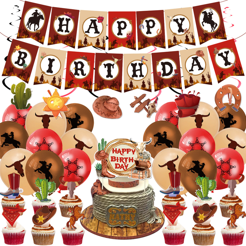 Western Cowboy Themed Party Set Pull Flag
