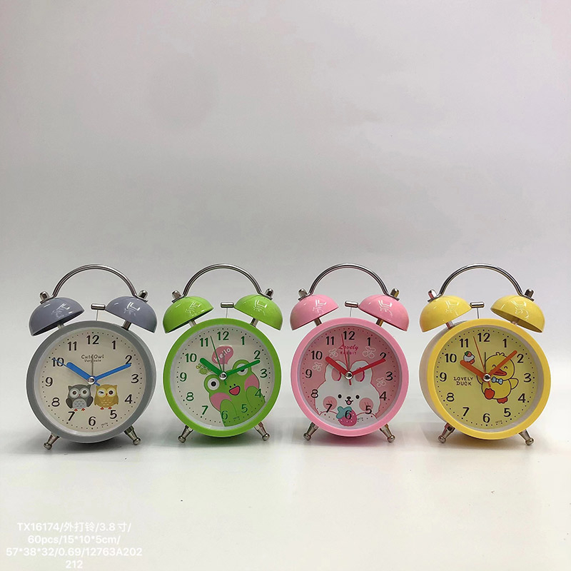 Cartoon Girl's Bedside Clock Silent Pink Bunny Desktop Alarm